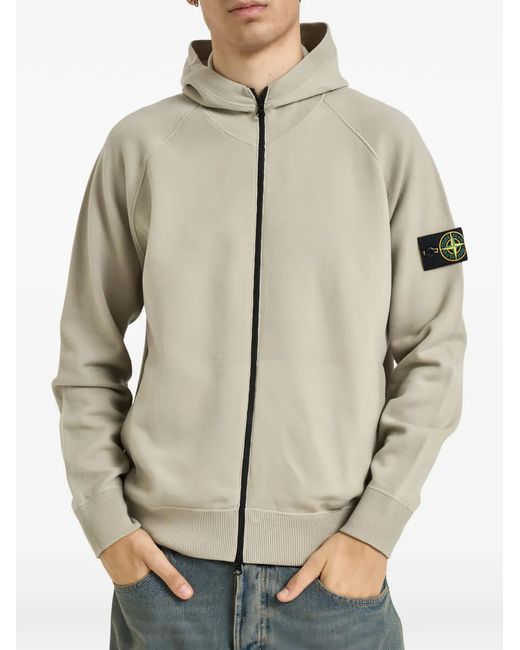 Stone Island Natural Compass-Patch Zip-Fastening Hoodie for men