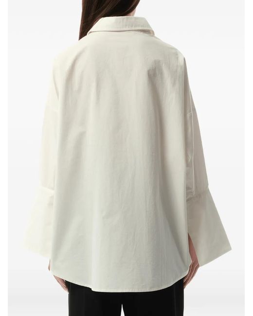 Fax Copy Express White Oversized Flared-Sleeve Shirt