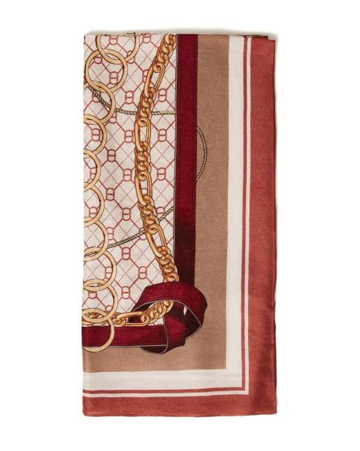 Twinset Red Chain-Print Scarf