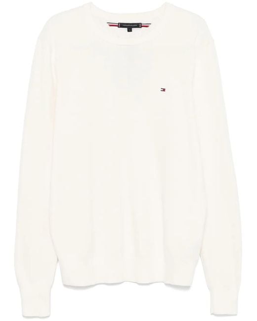 Tommy Hilfiger White Crew-Neck Sweater for men