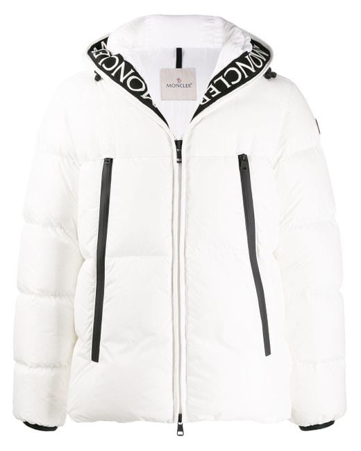 Moncler Montcla Logo Trim Padded Jacket in White for Men | Lyst