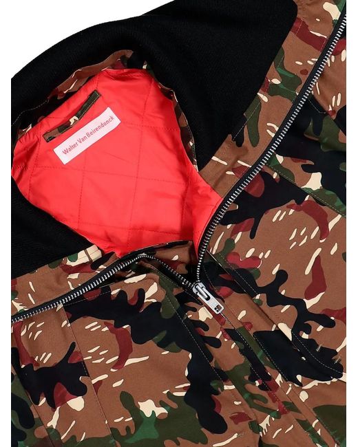 Walter Van Beirendonck Black Camouflage Zip Bomber Jacket for men
