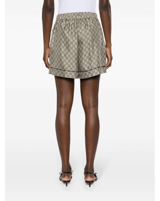 Gucci Satijnen GG Supreme Shorts Met Print in het Gray