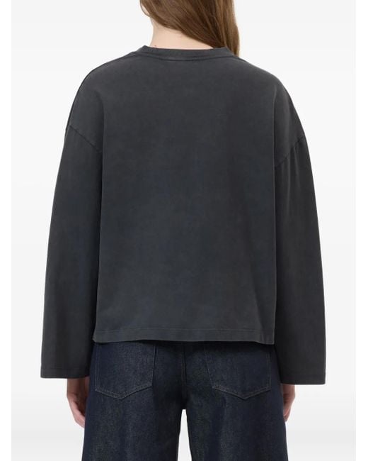 Closed Blue Crew-Neck Long-Sleeve Top