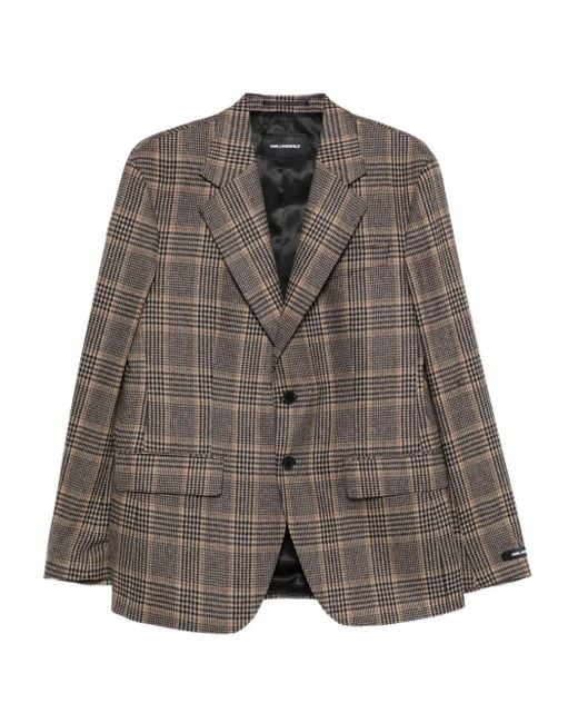 Karl Lagerfeld Gray Checked Wool Jacket for men