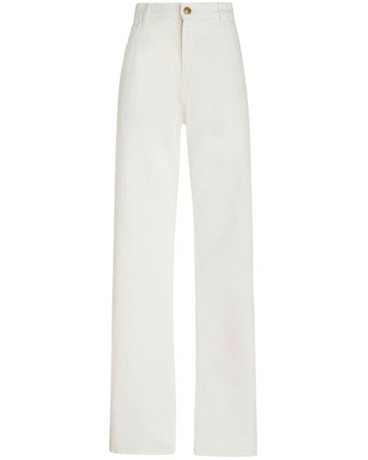 Etro White Wide-Leg-Jeans mit Pegaso-Stickerei