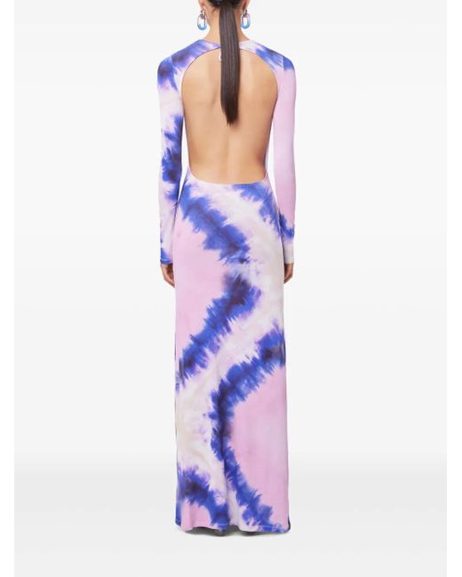 Rabanne Purple Tie-Dye Print Dress