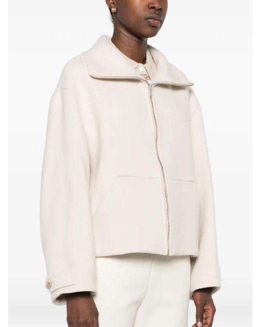 Semicouture White Zip-Up Button-Cuff Jacket