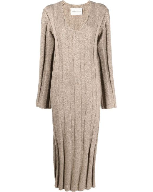 By Malene Birger Cotton Ribbed-knit Midi Dress in Natural | Lyst UK