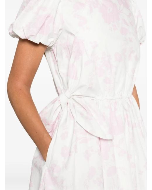 Abito Corto A Fiori di Self-Portrait in White