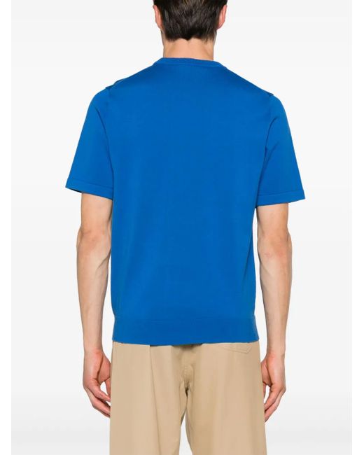 Paul Smith Blue Zebra-Patch Organic Cotton T-Shirt for men