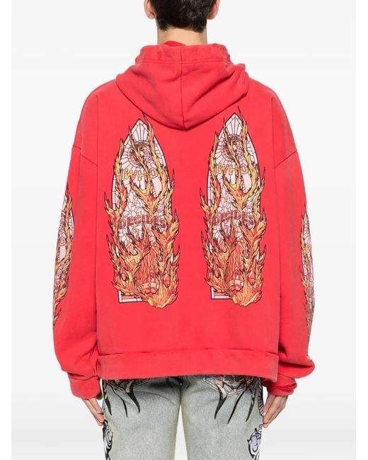 Who Decides War Red Drawstring-Fastening Hoodie for men