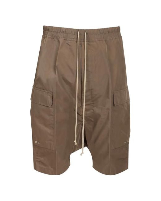 Rick Owens Brown Drawstring Detail Cargo Shorts for men