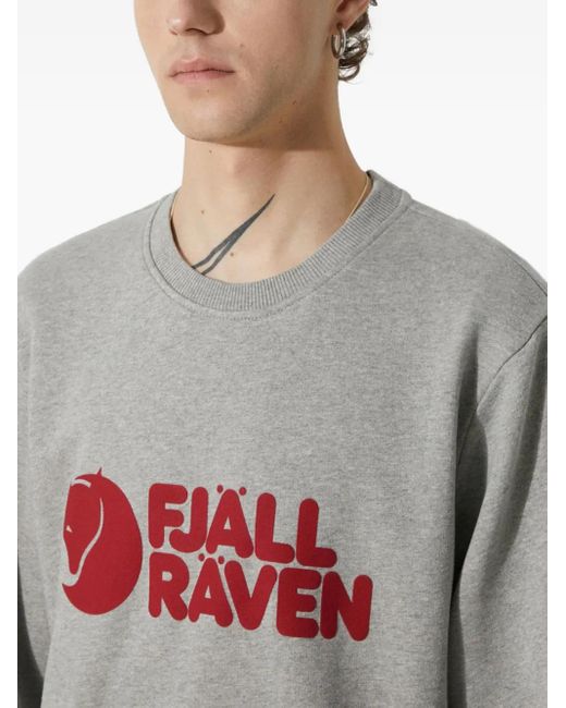 Fjallraven Gray Logo Crew-Neck Sweatshirt for men