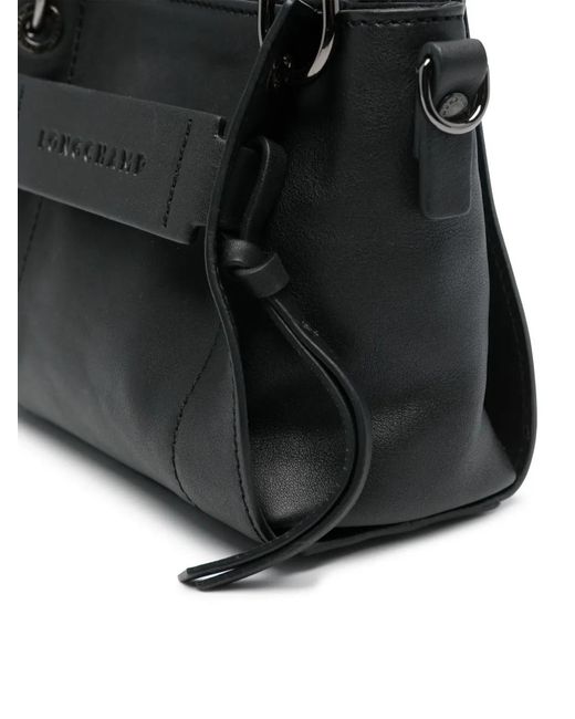 Longchamp Black Xs 3D Leather Tote Bag