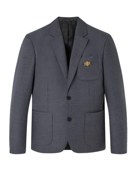 Versace Blue Checked Pocket Blazer for men