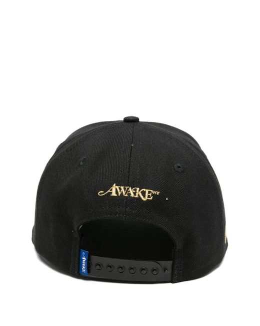 AWAKE NY Black Embroidered Baseball Cap for men