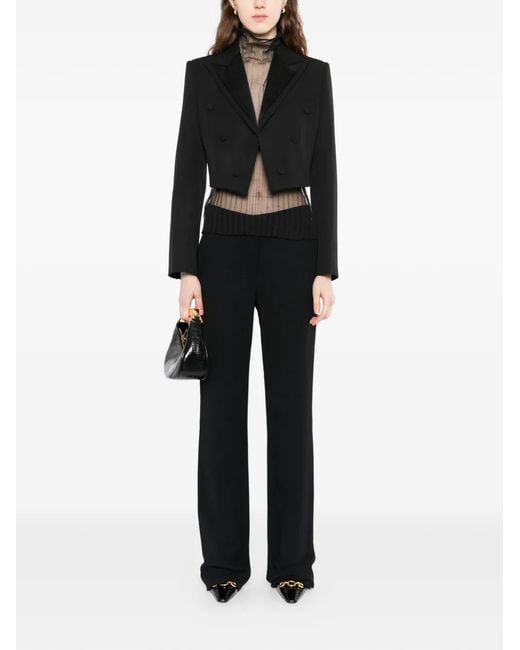 McQueen Black Double Lapel Cropped Jacket
