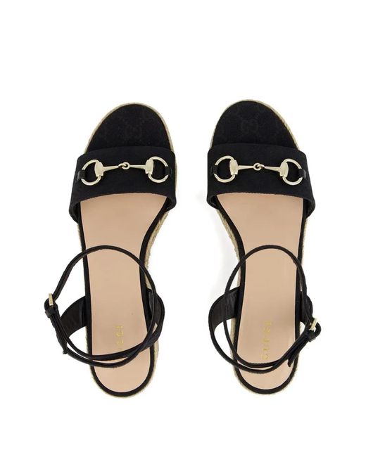 Gucci Black 75Mm Wedge Espadrilles