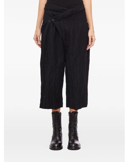 Marc Le Bihan Black Asymmetric Button Trousers