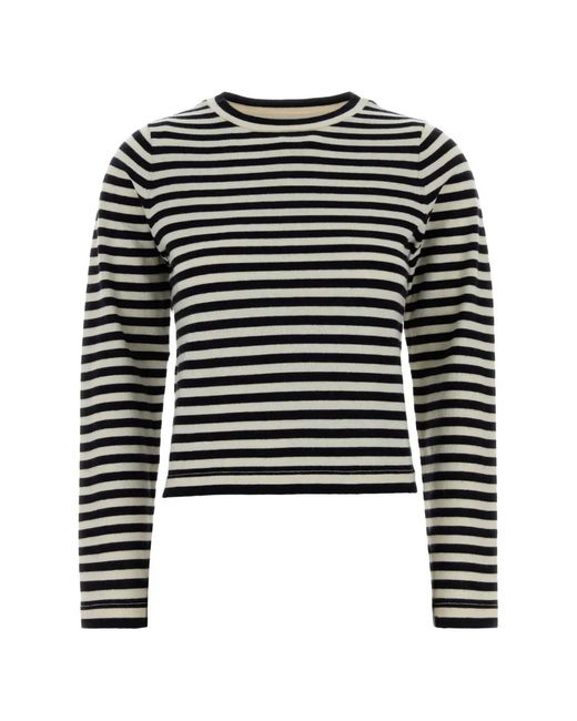 Extreme Cashmere Black Striped Embroidery Sweater