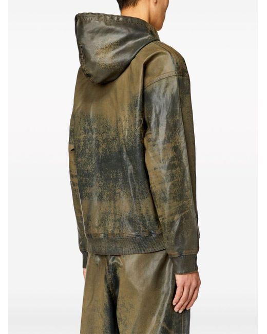 DIESEL Green Cl-d-gir-s Distressed Hooded Jacket
