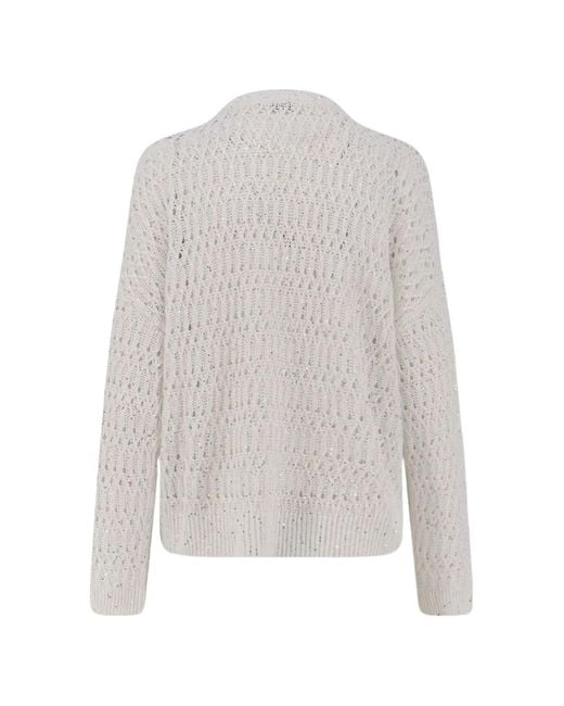 Brunello Cucinelli White Openwork Sweater
