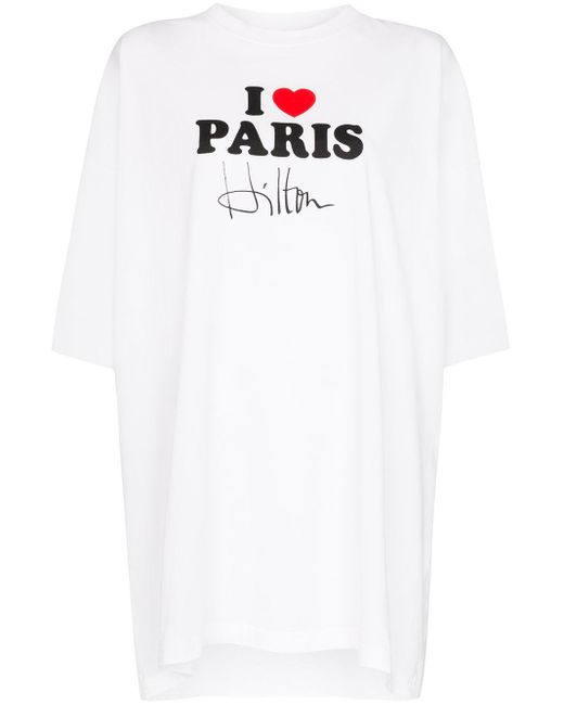 Vetements White I Love Paris Hilton Cotton T-shirt