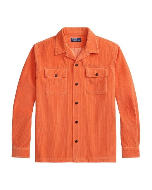 Polo Ralph Lauren Orange Corduroy Long-Sleeved Shirt Jacket for men