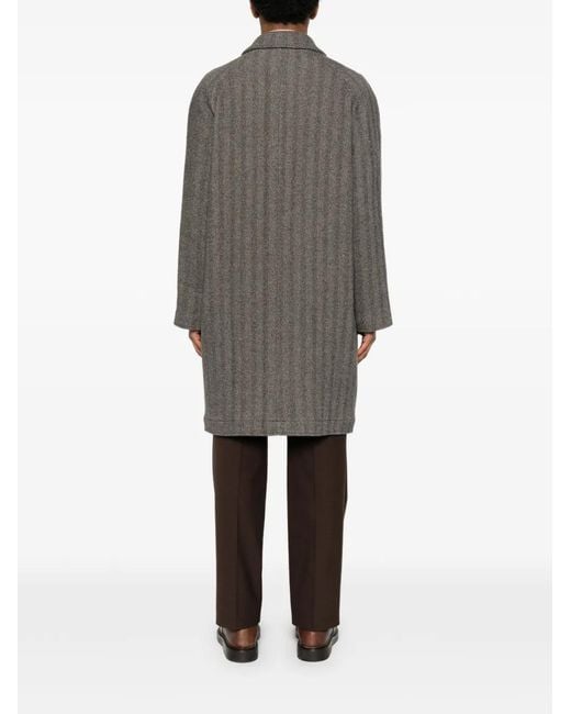 Eleventy Gray Herringbone Cashmere Coat for men