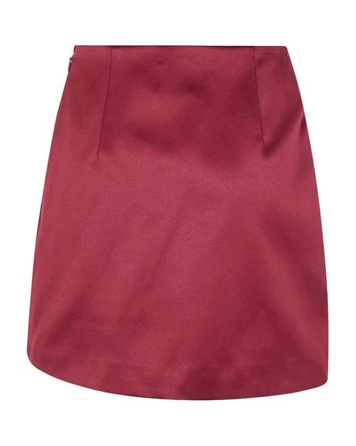 By Malene Birger Red Draped Mini Skirt