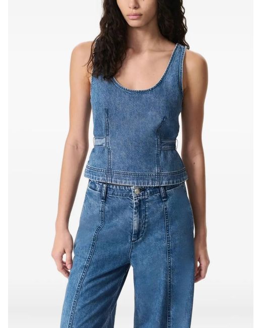 Rag & Bone Blue Denim Belted Top