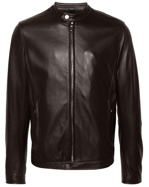 Tagliatore Black Leather Jacket for men