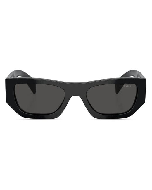 Prada Black Logo-Lettering Geometric Sunglasses