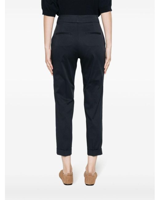 Peserico Blue High-waist Cropped Trousers