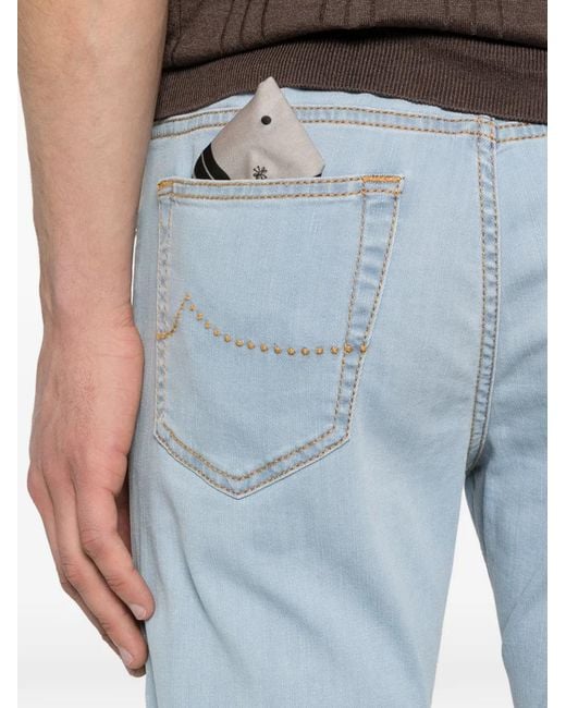 Jacob Cohen Blue Contrast-Stitching Jeans for men