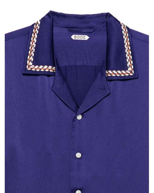 Bode Blue Silk Shirt for men