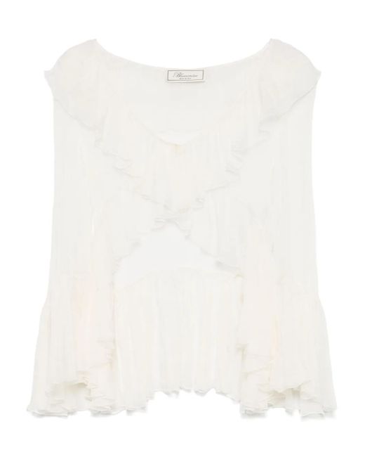 Blumarine ラッフル ブラウス White