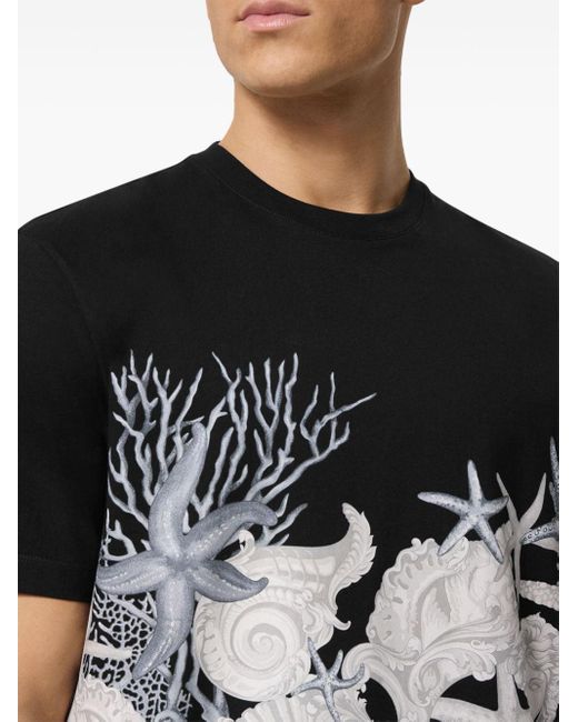 Versace Black Barocco Sea Cotton T-shirt for men