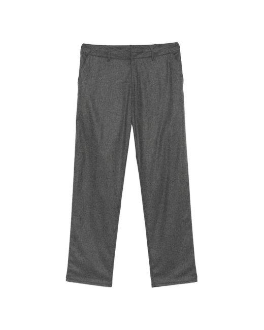 Etro Gray Logo-Embroidered Straight-Leg Trousers for men