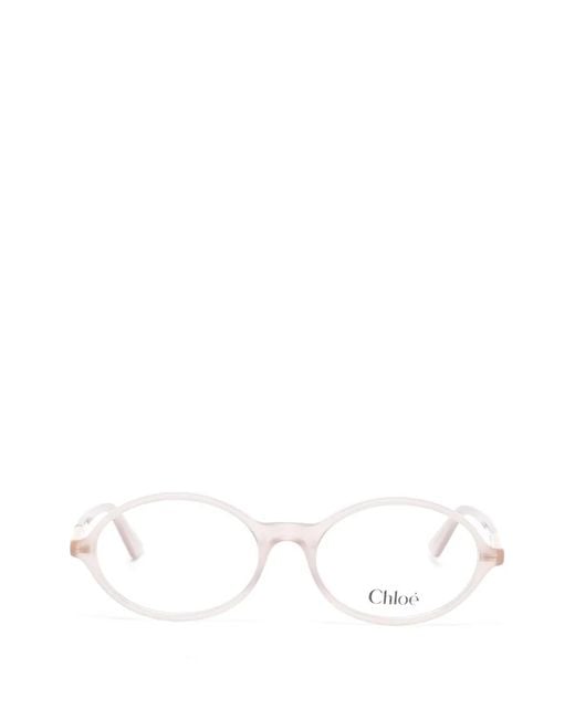 Chloé White Round-Frame Glasses