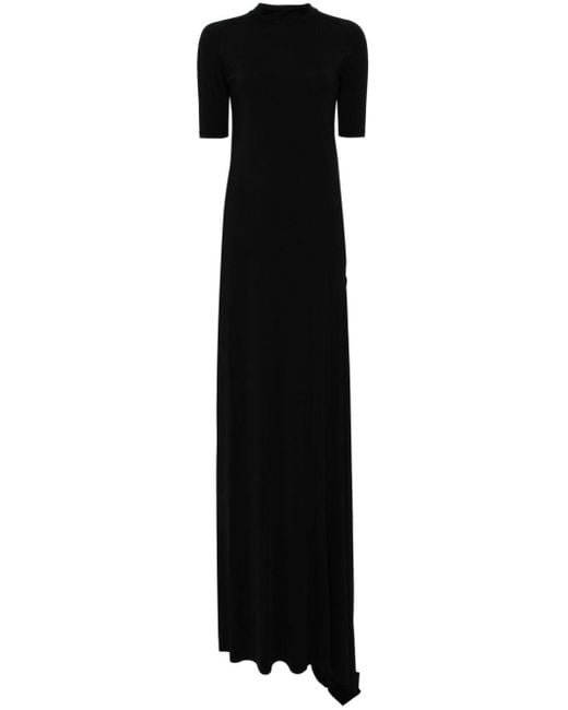PROTOTYPES Black Draped-detail Short-sleeve Maxi Dress