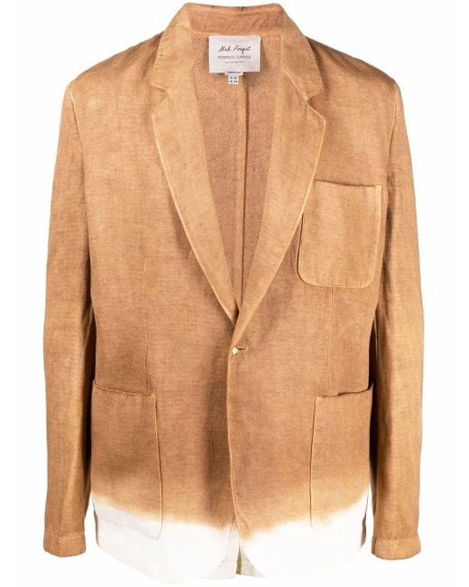 Federico Curradi Brown Notched-Lapels Single-Breasted Blazer for men