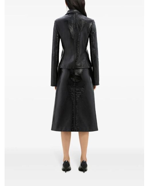 Courreges Black Iconic Patent Leather Biker Jacket