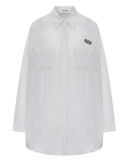 Camicia A Righe di Miu Miu in White