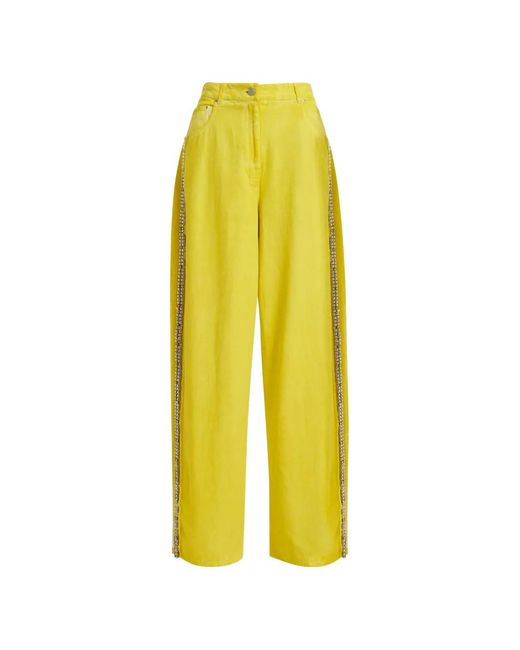 Essentiel Antwerp Yellow Jean Court Strassé À Taille Haute