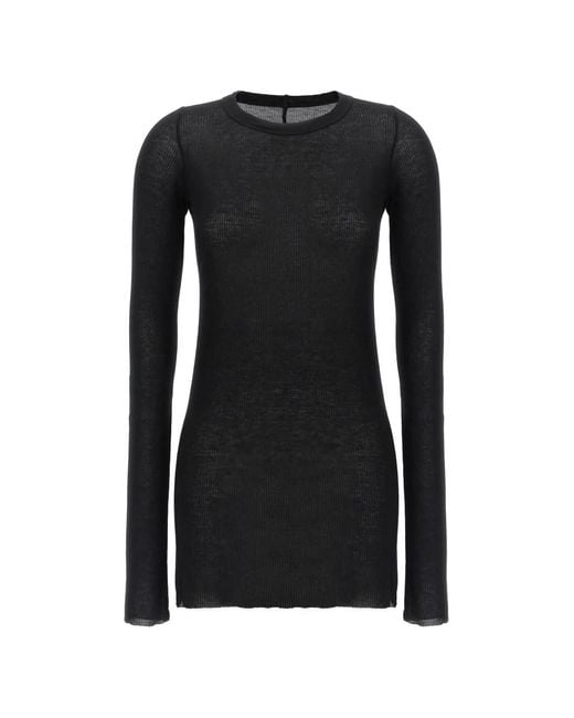 Rick Owens Black Tower Rib Ls T Raw-Cut T-Shirt