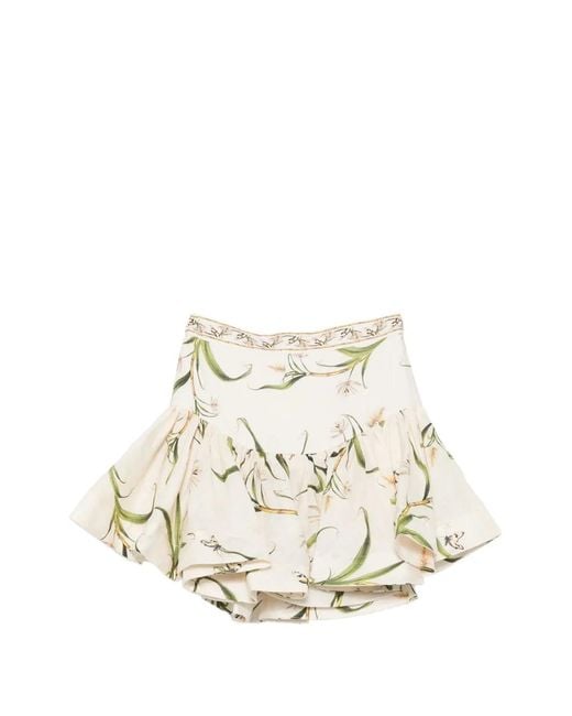 Agua Bendita White Jacarina Azucar Floral-Print Ruffled Mini Skirt