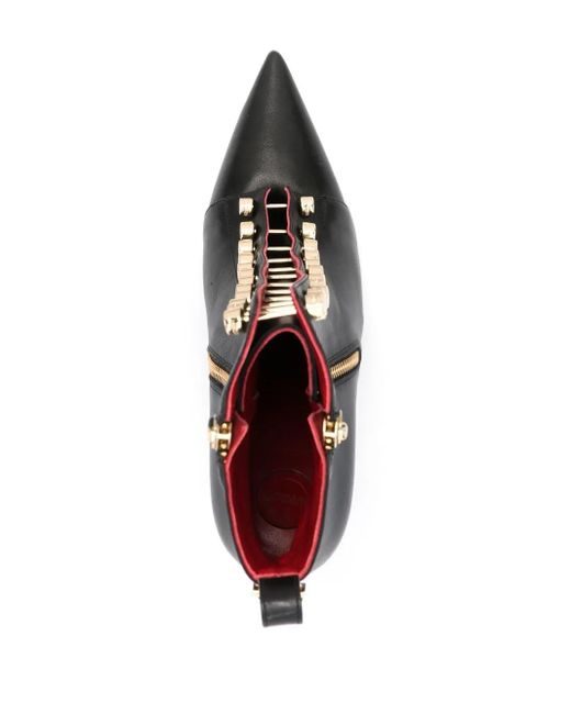 HARDOT Black Buckle-Detail Leather Ankle Boots