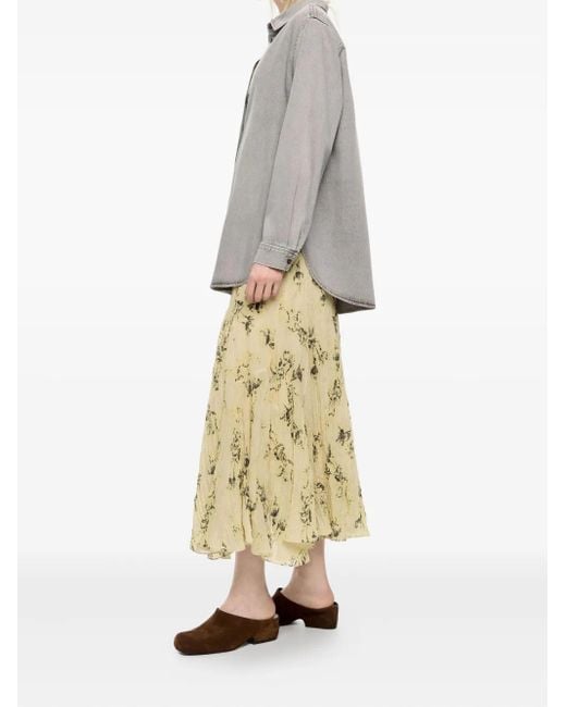 Bimba Y Lola Natural Notebook Print Midi Skirt